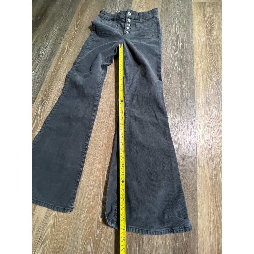 American Eagle Corduroy Flare Pants Womens 2 Gray Excellent High Rise Button Fly - Picture 5 of 9